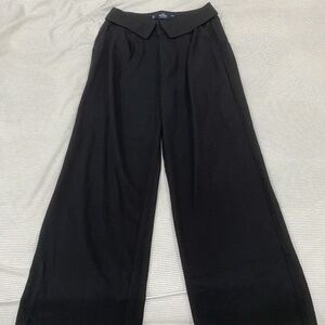 Hollister Black Foldover Waist Wide-Leg Trousers